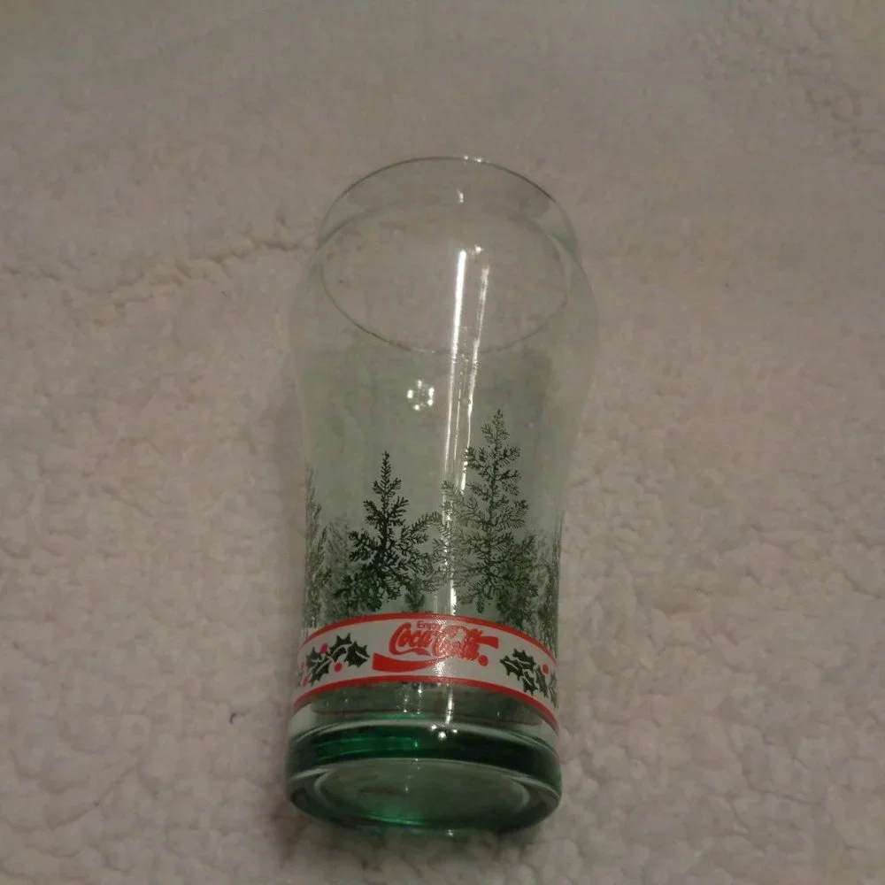 Libbey Coca Cola Holly and Pine Tree Vintage Glass